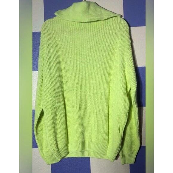ASOS Unisex Oversized Neon Lemon Fisherman Rib Sweater Big Collar Size XS NEW - Picture 6 of 8